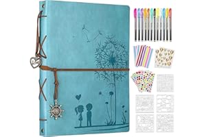 SEEHAN Leather Scrapbook Photo Album 8.5x11inch Travelling Journal Scrap Book, Love Memory Photo Book for Couples Scrap Book DIY Photo Album Vintage Scrapbook Gift for Anniversary Valentines