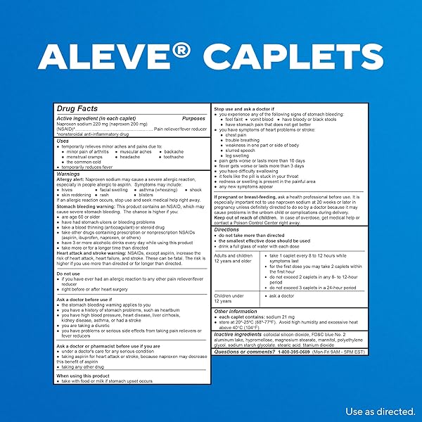 ALEVE PAIN RELIEF NAPROXEN SODIUM CAPLETS ‐ 50 COUNT