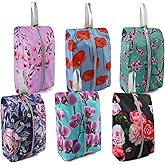 BeeGreen Shoe Organizer 6pcs Shoe Bags with Zipper Closure, Flower Design Shoe Storage Organizer with Handle Travel Bags For Men and Women, Portable Nylon Travel Gifts