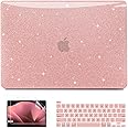 Anban Compatible with MacBook Pro 13 inch Case M2 2025 2024 2023 2022-2016 M1 A2338 A2251 A2289 A2159 A1989 A1706 A1708, Glitter Plastic Hard Shell Case + Keyboard Cover + Screen Protector, Rose Gold