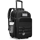 Trahzia 17 Inch Rolling Tactical Laptop Backpack with Wheels for Men, Black | Wheeled Carry-On Luggage, 17" Laptop Sleeve, Accordion File Organizer, Molle Loop Panel, 3 Carrying Options