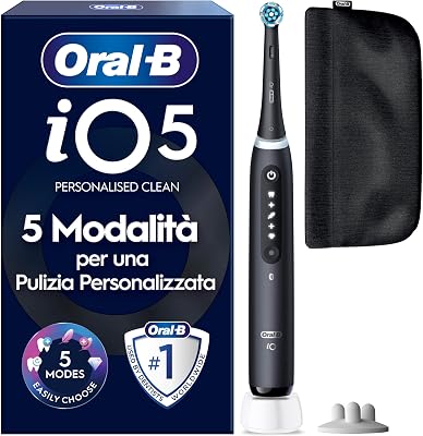 iO 5 Spazzolino Elettrico, con 1 Testina di Ricambio, Astuccio, Nero