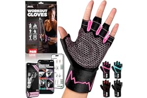 MhIL Workout Gloves for Women – Breathable Gym Gloves for Women with Palm Protection and Enhanced Grip – Padded Weight Lifting Glove for Womens with Wrist Wraps Support Weightlifting Exercise Cycling