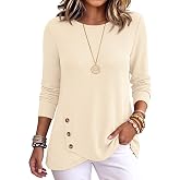 ANRABESS Women&rsquo;s Long Sleeve Shirts Waffle Knit Tunic Top | Wrap Buttons Side,Soft Lightweight Sweater,Cute with Leggings,Fall Spring Outfits for Work Travel All Day Wear
