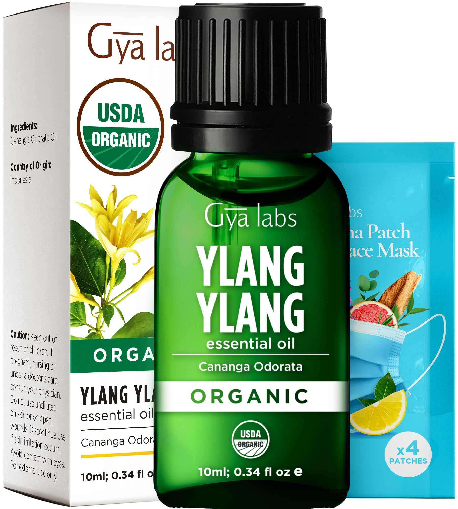 Gya Labs Organic Ylang-Ylang Essential Oil for Skin - 100% Pure Natural Organic Ylang Ylang Oil Perfume for Diffuser, Hair & Aromatherapy (10 ml)