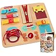 Fisher-Price Wood Montessori Toy Dressing Board, Early Life Skills Learning Busy Activity for Preschool Kids Ages 3+ Years