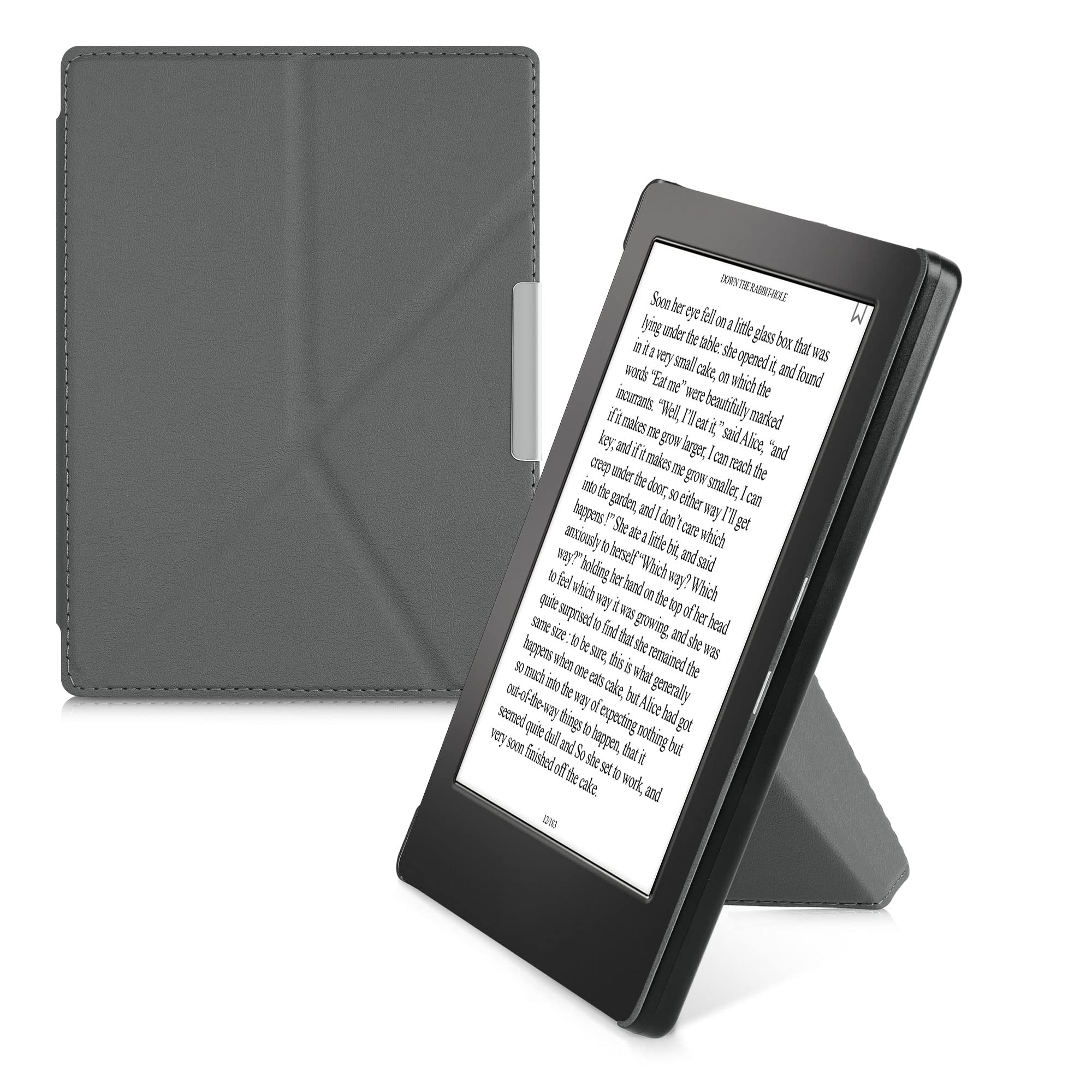 kwmobile Origami Cover for Kobo Aura H2O Edition 1 Case - Slim PU Leather eReader Cover with Stand and auto sleep funktion - Anthracite