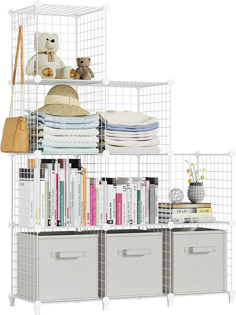 HOMIDEC 9 Cube Wire Storage Shelves Modular Closet Organizer Bookcase