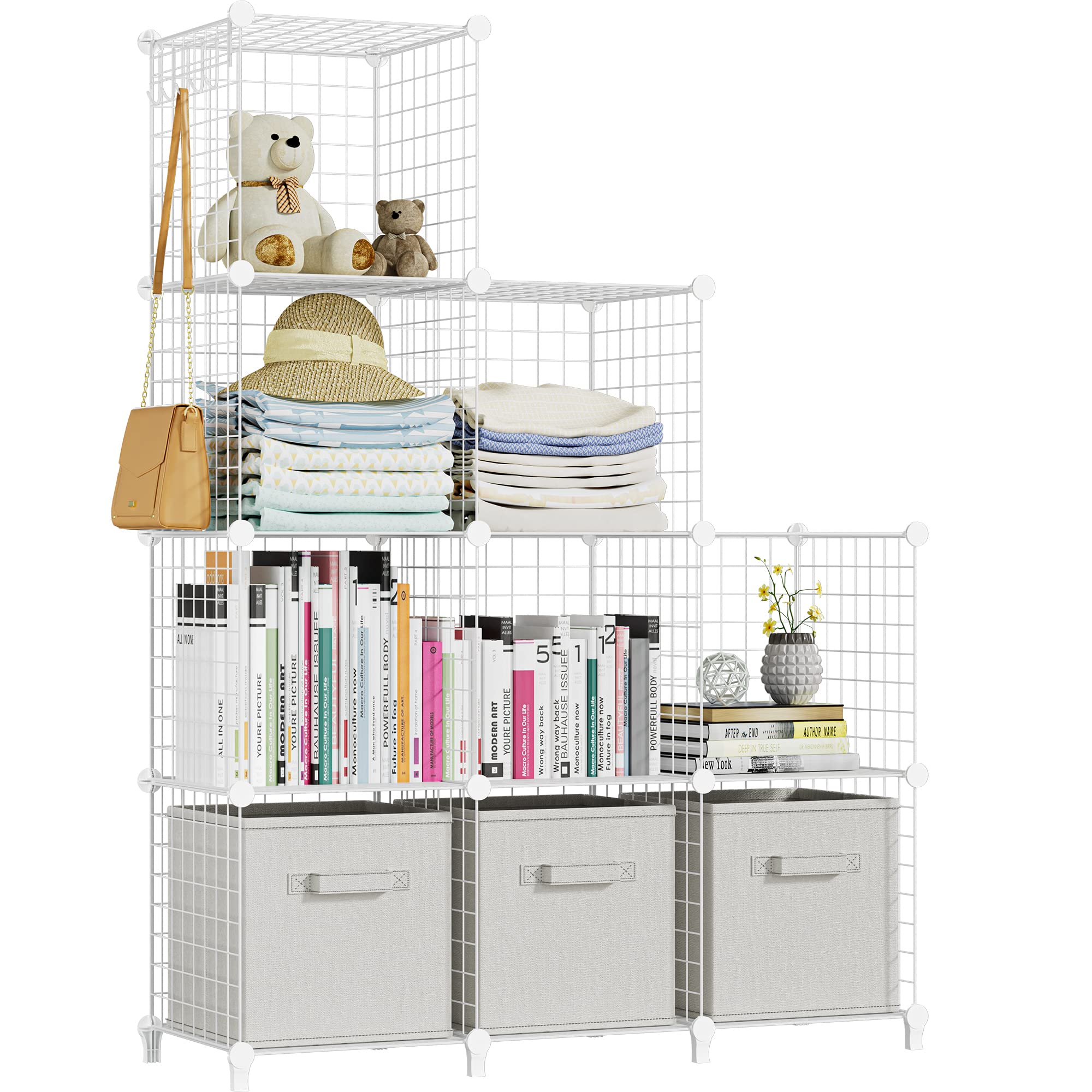 HOMIDEC 9 Cube Wire Storage Shelves, Multifunctional DIY Wire Fence Wardrobe Closet Cabinet Bookcase Bookshelf Perfect for Office/Livingroom/kitchen/Bathroom