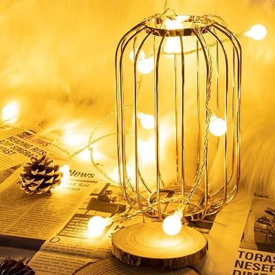 Luzes de Guirlanda, Corrente de Luzes LED 6M 40, 2 Modos: Bateria Branca Quente Carregada, Guirlandas de Luz Decorativas para exterior, interior, jardim, casa, casamento, Natal (2 modos)