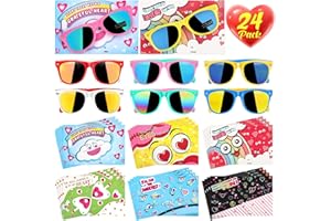 GINMIC 24 Pack Valentine Cards for Kids Classroom with Kids Sunglasses Bulk, Valentines Day Gifts for Kids School Classroom, Valentine Sunglasses Party Favor for Boys Girl, Valentine Exchange Gifts.