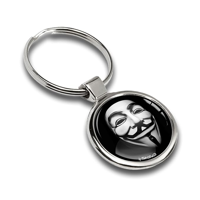 Skino Schlüsselanhänger Anonymous Mask V für Vendetta Maske Metall Keyring Keychain Auto Schlüssel Geschenk Metall-Schlüssela