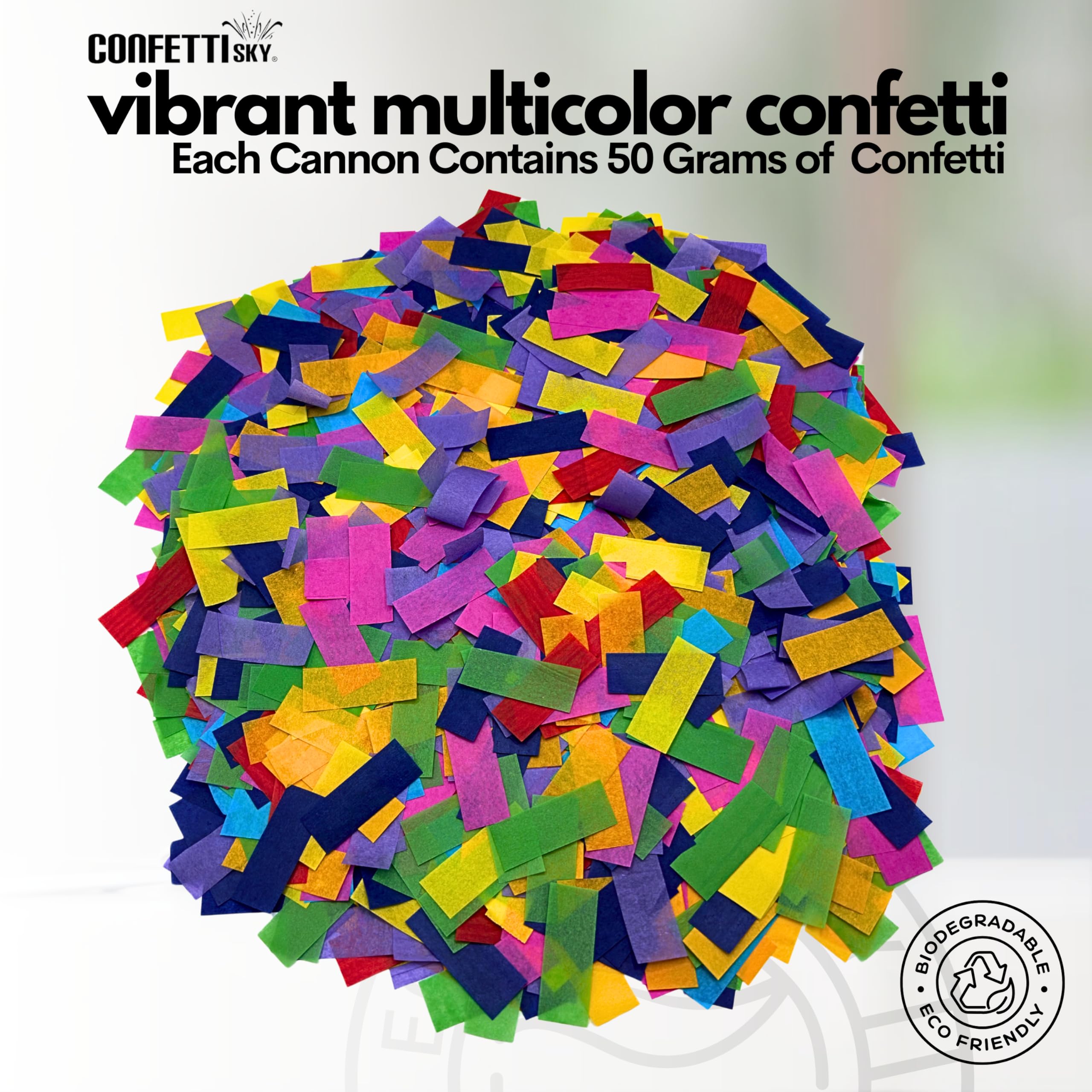 Confetti Sky [6 Pack] 12 Inch Confetti Cannons | Multicolor Confetti Poppers for Wedding Celebration, Birthday Party, Pranks, Graduation, Christmas Eve and New Year Celebration