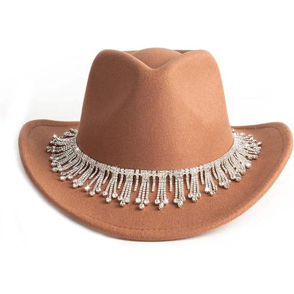MTKCM White Cowgirl Hats Pinched Wide Brim Cowboy Hat for  display picture 1