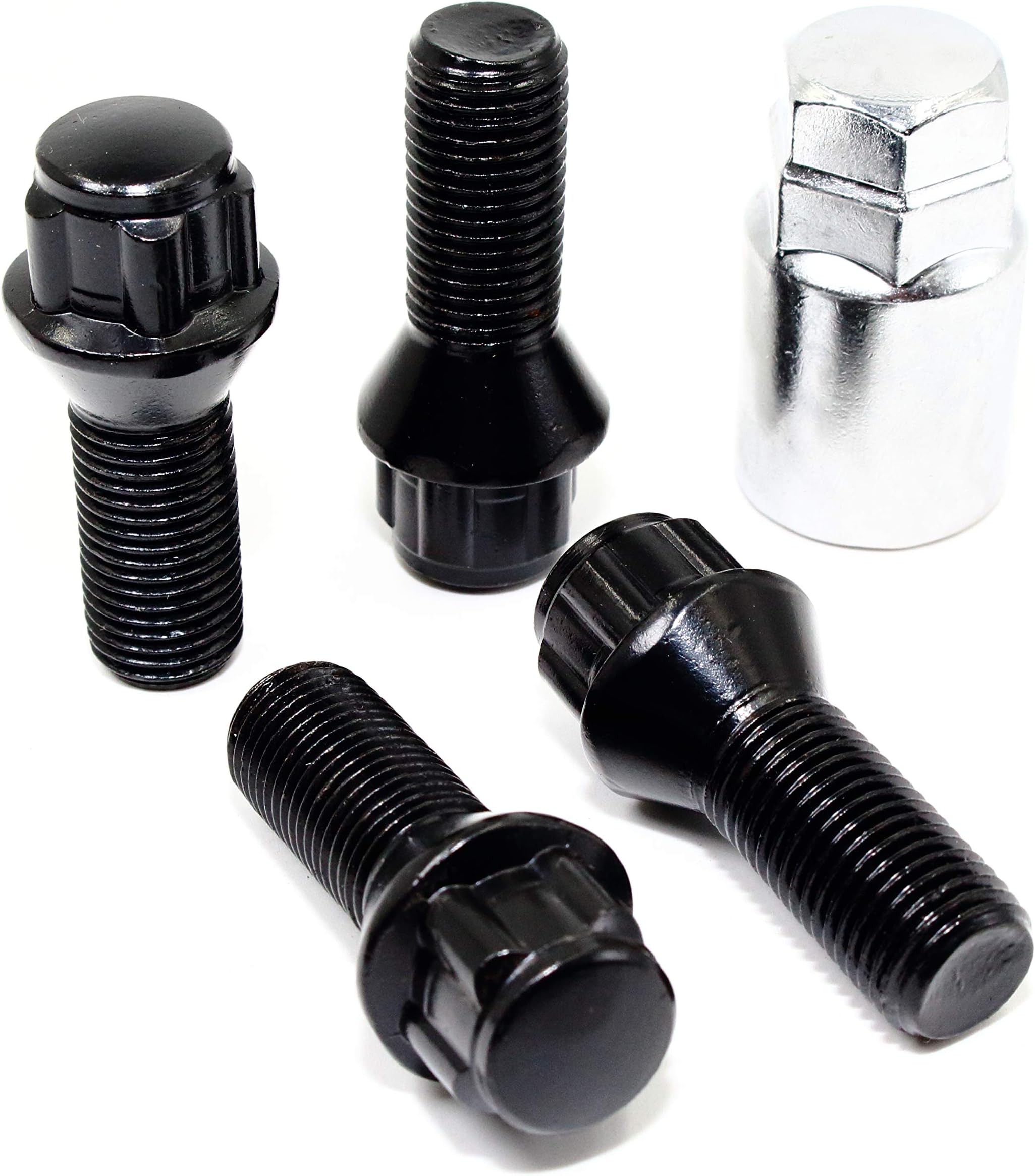 Set of 4 14x1.25 Veritek Black Lug Bolt Wheel Locks for Mini John Cooper S Countryman Cabrio Hardtop Paceman OEM Replacement
