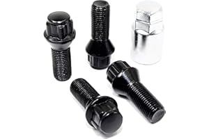 VERITEK PERFORMANCE Set of 4 Veritek 14x1.5mm Black Wheel Bolt Locks for Aftermarket Custom Wheels Only Conical Seat 28mm Shank