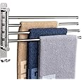 NearMoon Swivel Towel Rack, Thicken SUS304 Stainless Steel 4-Arm Towel Bar, Space Saving Wall Mounted Towel Holder with Hook, Rustproof Swing Out Towel Hanger for Bathroom, Kitchen (Chrome Finish)