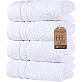 Hawmam Linen White Hand Towels for Bathroom, Set of 4, 16x29 Inch, Premium Turkish Cotton, Highly Absorbent Hotel Collection, Blissful Luxury Spa Feel, White Towels
