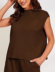 Himosyber Women's Solid Sleeveless Vest Mock Neck