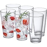 Amazing Abby - Serenity - 30-Ounce Plastic Tumblers (Set of 6), Iced-Tea Drinking Glasses, All-Clear Reusable Cups, Stackable, BPA-Free, Shatter-Proof, Dishwasher-Safe
