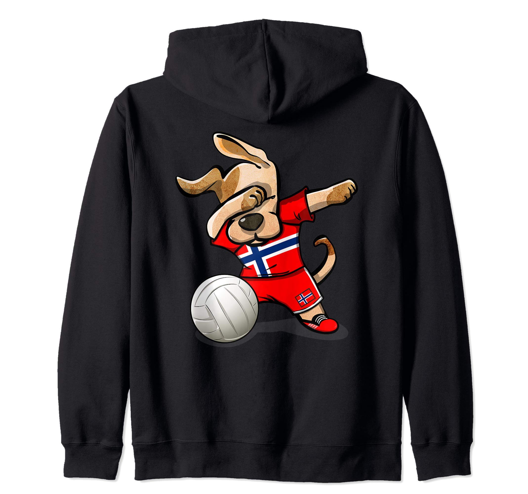 Dabbing Dog Proud Norway Volleyball Fan Norwegian Flag Sport Zip Hoodie