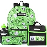 Minecraft Backpack Creeper 4 Piece Kids Green School Rucksack Set