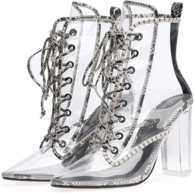 clear pointed toe booties