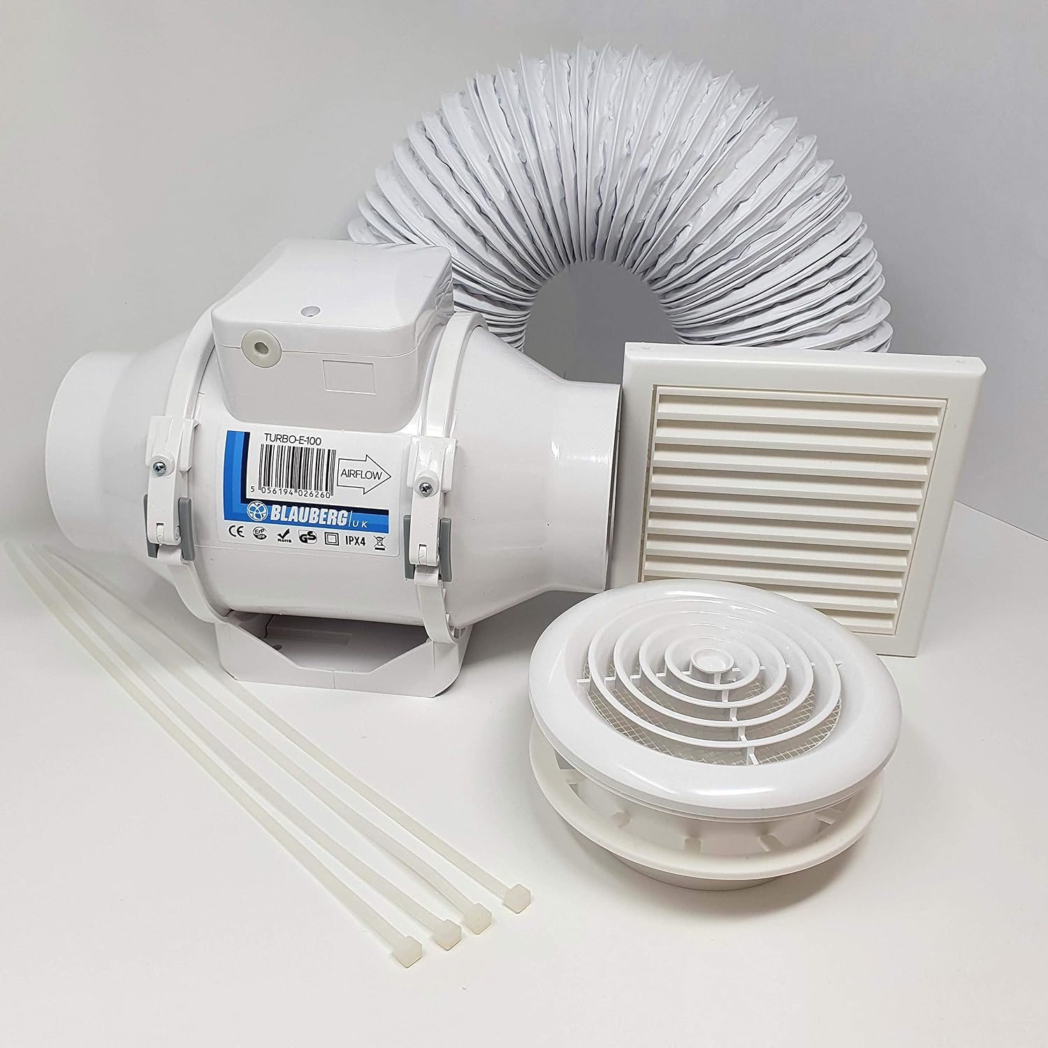 Complete Kit in White Colour- High Power Shower Extractor Fan with Timer for Bathroom En-Suite, Wet /Utility Rooms, Workshop - Image 4