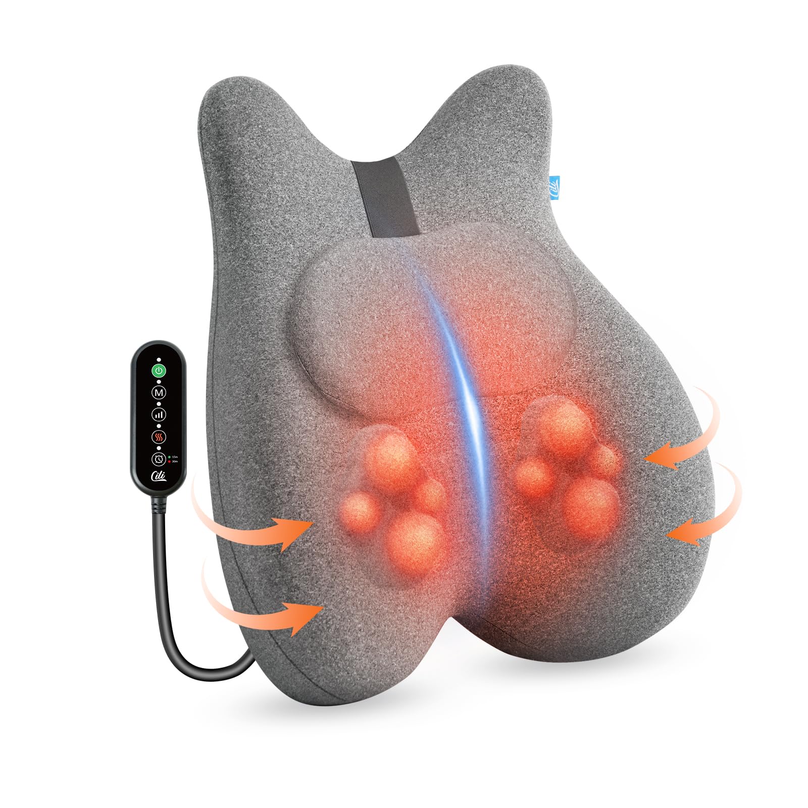 Photo 1 of CILI Heated Lumbar Support Pillow for Office Chair, Memory Foam Lumbar Pillow with 4 Shiatsu Massage Heads, Graphene Heating Back Support Cushion, Chair Back Massager, Gifts for Him/Her