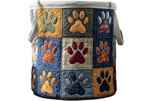 Rainbow Paws Quilted Laundry Basket Organizer for Blankets Toys Book and Clothes Versatile Storage for Living Room Bedroom (A
