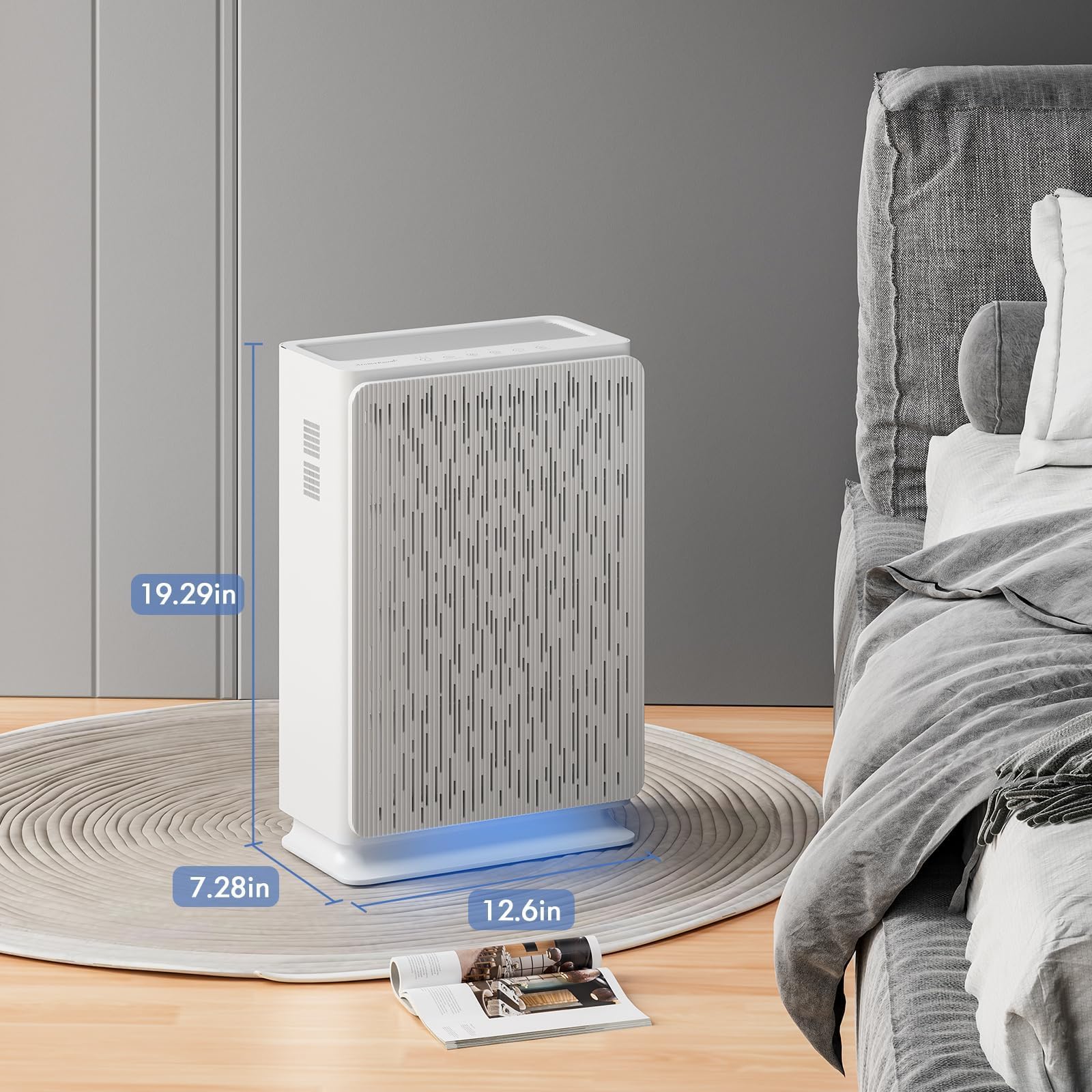 AromaRoom HEPA14 Air Purifier for Large Rooms up to 2100 Sq Ft, Smart PM 2.5 Sensor & Auto Mode, 99.99% Removal of Dust, Pollen, Pet Dander, Ultra-Quiet 22dB for Bedroom, Office - White