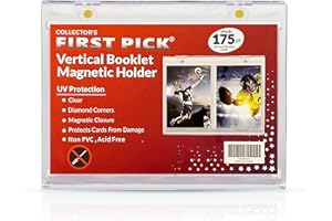 COLLECTOR'S FIRST PICK 175pt Vertical Booklet Magnetic Card Holder - UV Protection - 175 PT PVC FREE - Great Fit For National Treasures, Flawless, Playbook Cards and More
