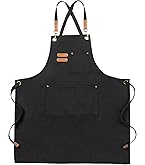 Nova Carte Women’s Apron With Pockets – Cotton Canvas Kitchen Apron, Adjustable Ties, Cute Orange & White Print