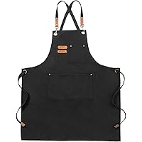 Canvas Aprons, Work Apron for Men Women, Adjustable Chef Apron with 3 Pocket, Apron Server Kitchen Cooking Baking Painting