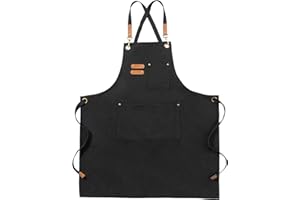 Canvas Aprons, Work Apron for Men Women, Adjustable Chef Apron with 3 Pocket, Apron Server Kitchen Cooking Baking Painting