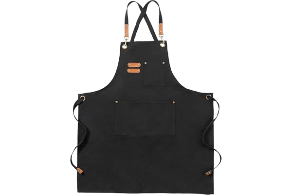 Canvas Aprons, Work Apron for Men Women, Adjustable Chef Apron with 3 Pocket, Apron Server Kitchen Cooking Baking Painting