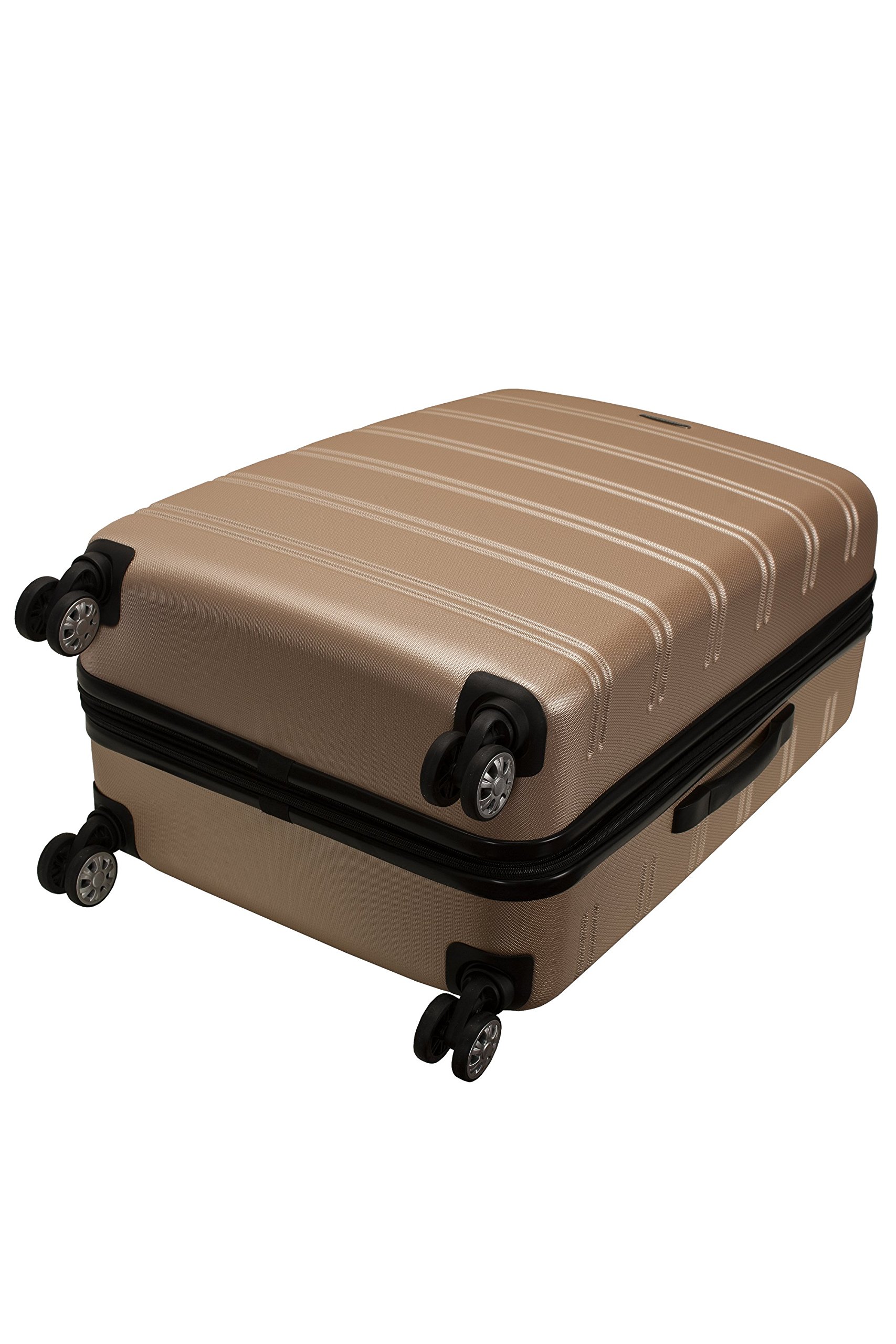 Rockland Melbourne Hardside Expandable Luggage with Spinner Wheels, Champagne, Checked Large 28