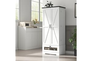 kepptory 55'' Kitchen Pantry Cabinet, Pantry Storage Cabinet with Adjustable Shelves and Drawer, Kitchen Cabinet Buffet Cupboards Storage Cabinet for Kitchen, Living Room, Bathroom, Dining Room