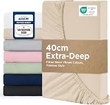 Bedsure Double Fitted Sheet Deep Pocket 40 cm Beig 135x190cm Microfiber