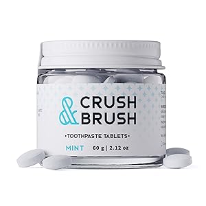 Crush & Brush Toothpaste Tablets- Mint GLASS JAR - 60g ~ 80 Tablets
