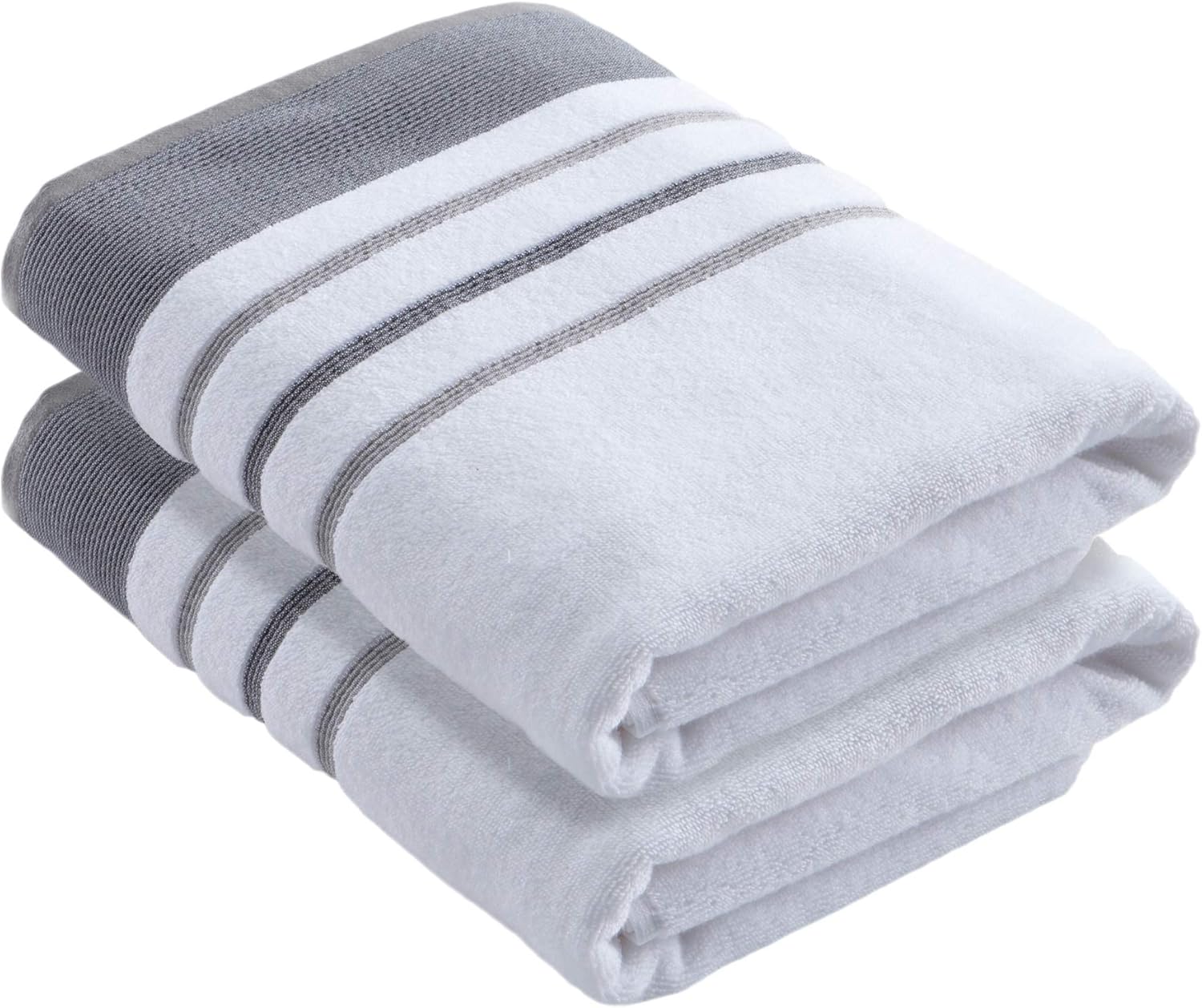 gray and white striped towels