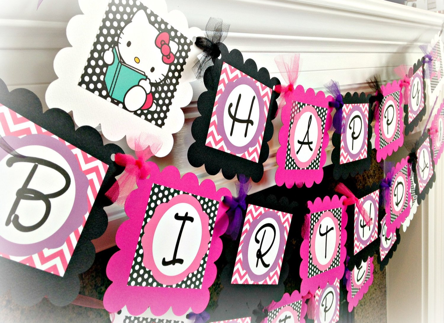 amazoncom hello kitty inspired happy birthday banner hot pink