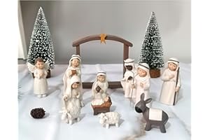 ENNAS Nativity Scene Indoor 12pcs Little People Nativity Set - Holy Family Figurine Set with Joseph Mary Baby Jesus and Manger - Christmas Decorations, Xmas Holiday Decor, for Women