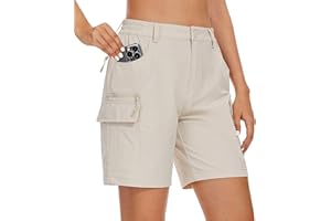 MAGCOMSEN Women's 7" Hiking Golf Shorts 6 Pockets Lightweight Quick Dry Outdoor Casual Cargo Shorts Water Resistant