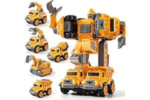 KIZONLY Transform Toys for Boys 4-6, 5 in 1 Take Apart Toys for Boys 3-5, Construction Excavator Transform Assembling Robot Toy for Kids, Educational Birthday Gift for 4 5 6 7 8 Year Old Boy Girls