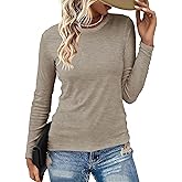 Long Sleeve Shirts for Women Basic Crew Neck Spring Tops Casual Fit Fall T Shirts
