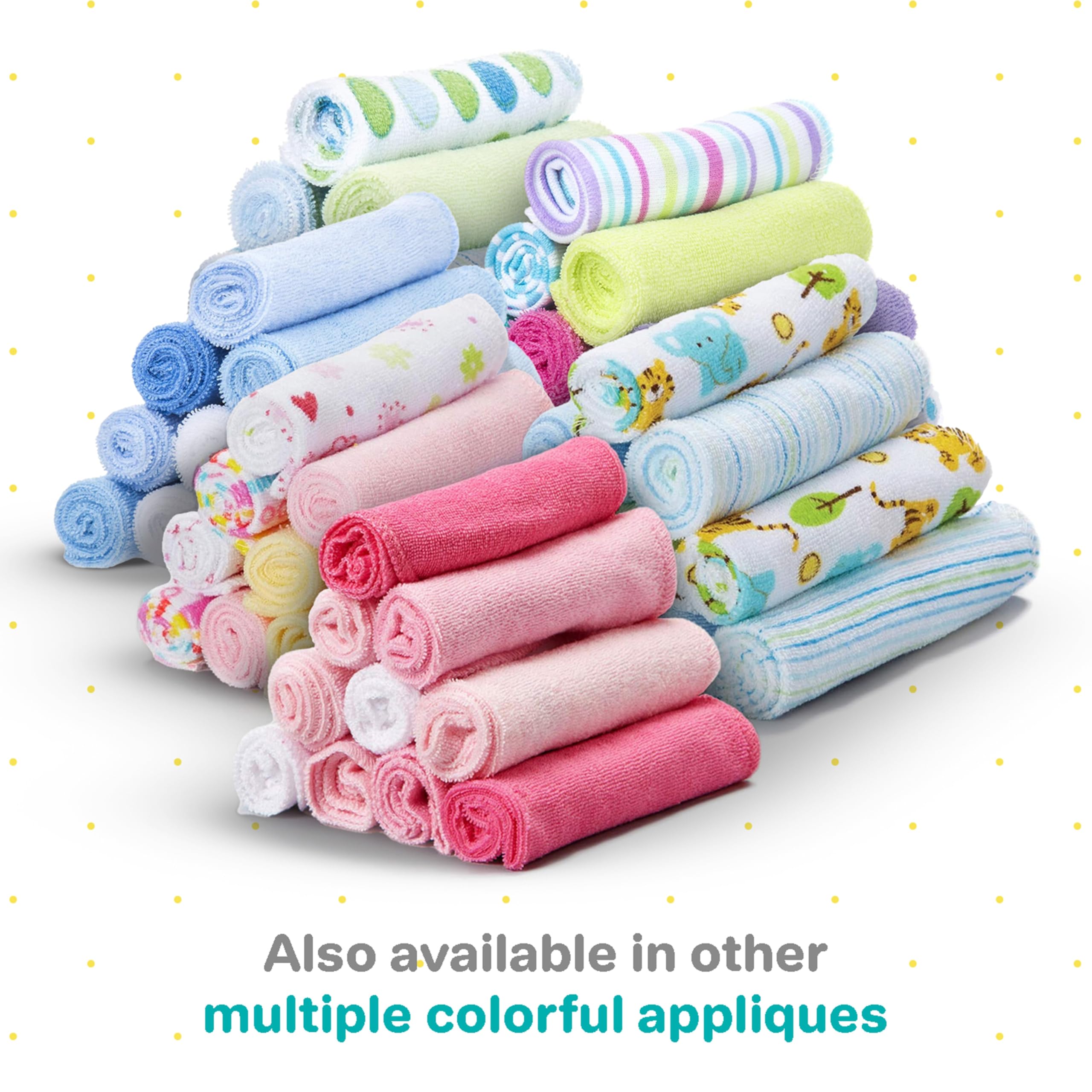 Spasilk Washcloths for Newborn Boys and Girls, Soft Terry Baby Washcloths, Baby Essentials, Ideal, Pink Lines, Pack of 10