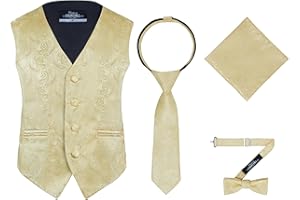 S.H. Churchill & Co. Boys 4 Piece Formal Paisley Vest and Tie Set
