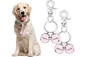 WHIMSII Cat & Dog Collar Bell, Pack of 2, Extra Loud Dog Bell for Pet Tracking & Saving Wildlife, Birds, Durable Iron Split Ring & Lobster Bell Clip