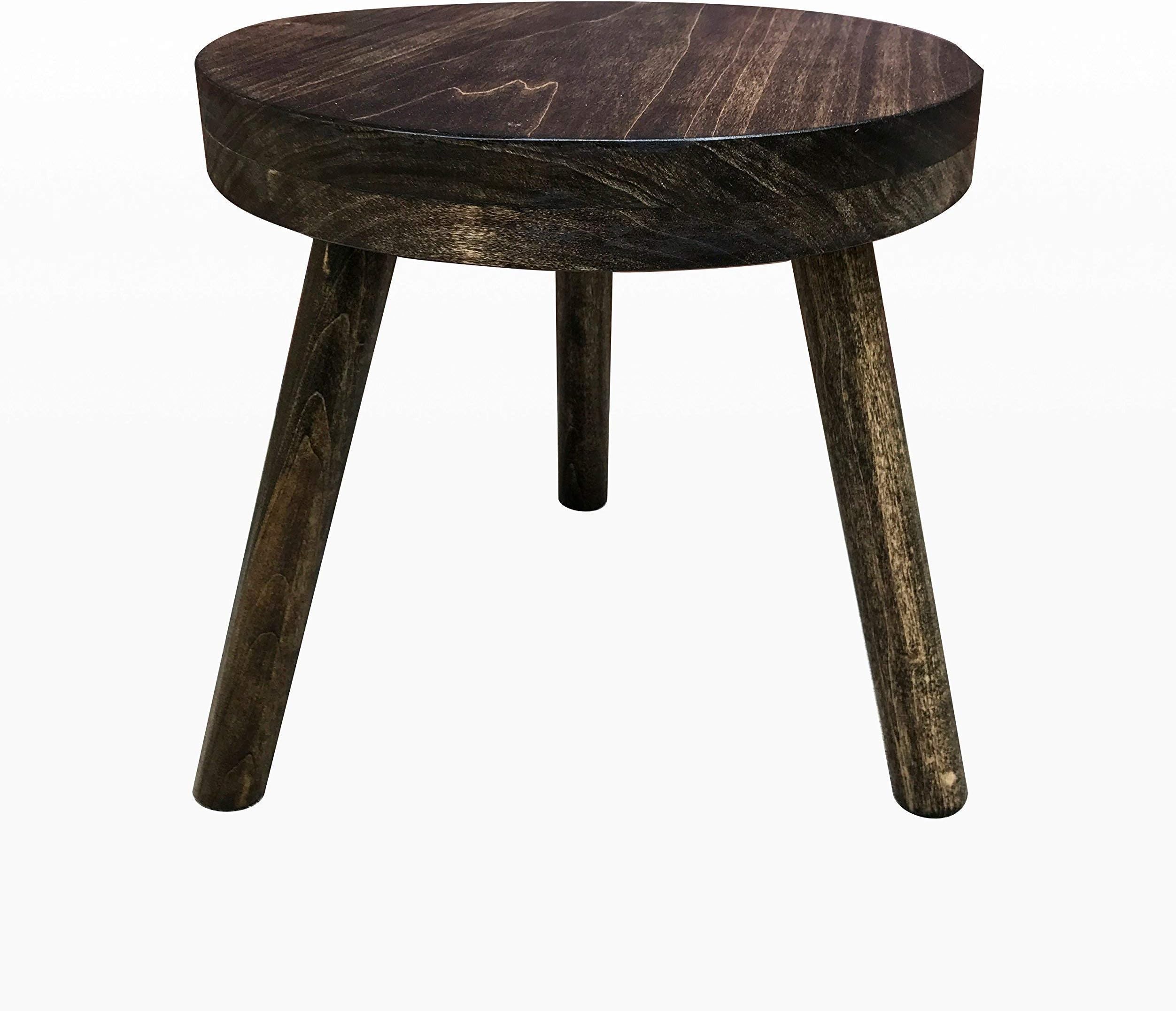Modern Plant Stand Three Leg Stool Large by CW Furniture in Walnut Indoor Wood Flower Pot Base Display Holder Solid Wooden Kids Chair Tea Table Minimalist